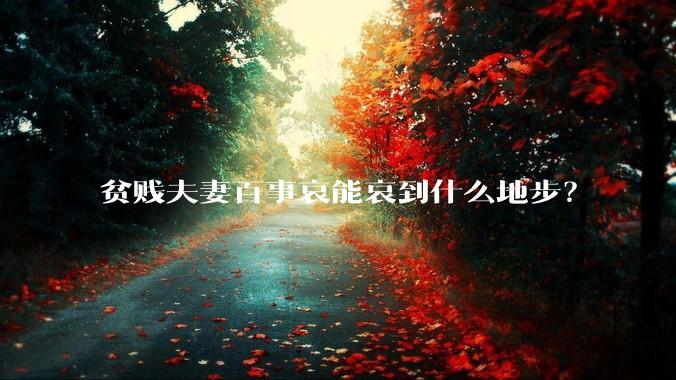 贫贱夫妻百事哀能哀到什么地步？